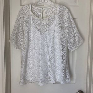 NY&Co white embroidered lace blouse